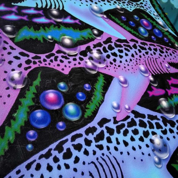 Sharks Bubbles Digital Mixed Media on Canvas Wrap - Picture 5 of 13